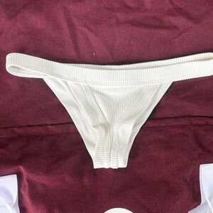 Frankie's Bikinis Cream Ribbed Bikini Bottom